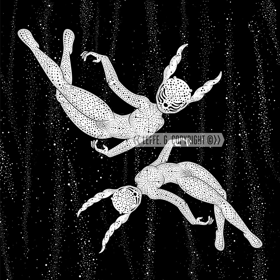 Dreaming Demons: Caught in Stardust, Giclée print by Leffe Goldstein. 夢見る悪魔: